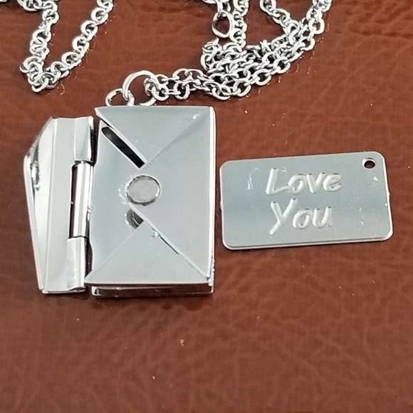 I Love You Letter Envelope Women's Necklace. Stainless Steel. New - Picture 6 of 9